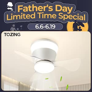 22.4 in. Dimmable LED Modern Indoor Low Profile White Flush Mount Ceiling Fan Light with Remote and App Control