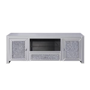 Noralie 59 in. Mirrored and Faux Diamonds Wood TV Stand with 2 Drawer Fits TVs Up to 50 in. with Storage Doors