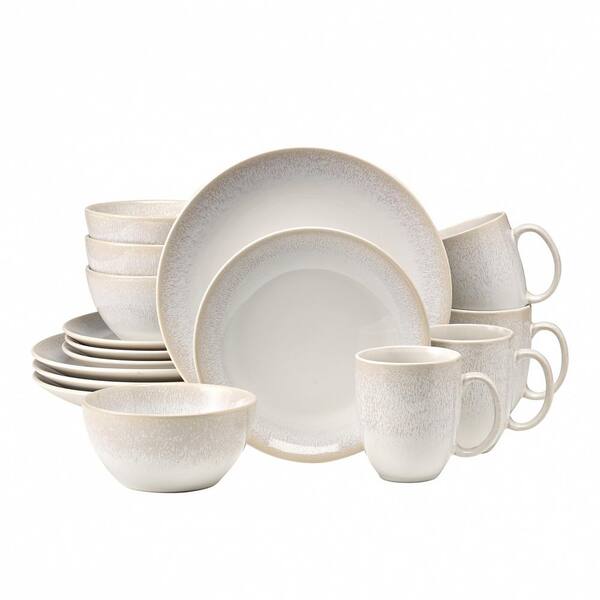 Over and Back Alabaster 16-Piece Casual Beige Stoneware Dinnerware Set (Service for 4)