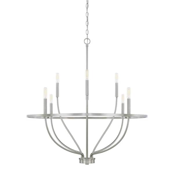 Greyson 8-Light 34 in. W x 36.5 in. H Brushed Nickel Chandelier