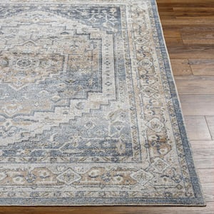 Lillian Charcoal/Camel 5 ft. x 7 ft. Indoor Machine-Washable Area Rug