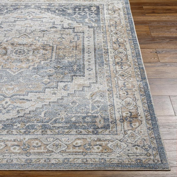 Lillian Charcoal/camel 9 ft. x 12 ft. Indoor Machine-Washable  Area Rug