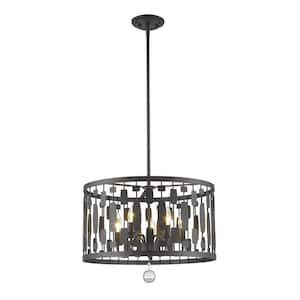 Almet 60-Watt 5-Light Bronze Cage Pendant Light with No Bulb Included