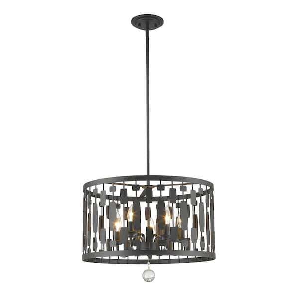 Unbranded Almet 60-Watt 5-Light Bronze Cage Pendant Light with No Bulb Included