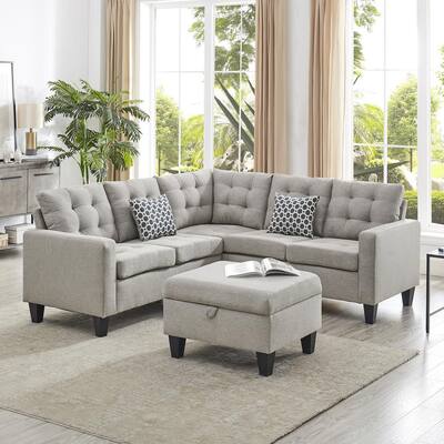 Gray Sectional Sofas Living Room, Sectional Or Sofa With Ottoman Reddit