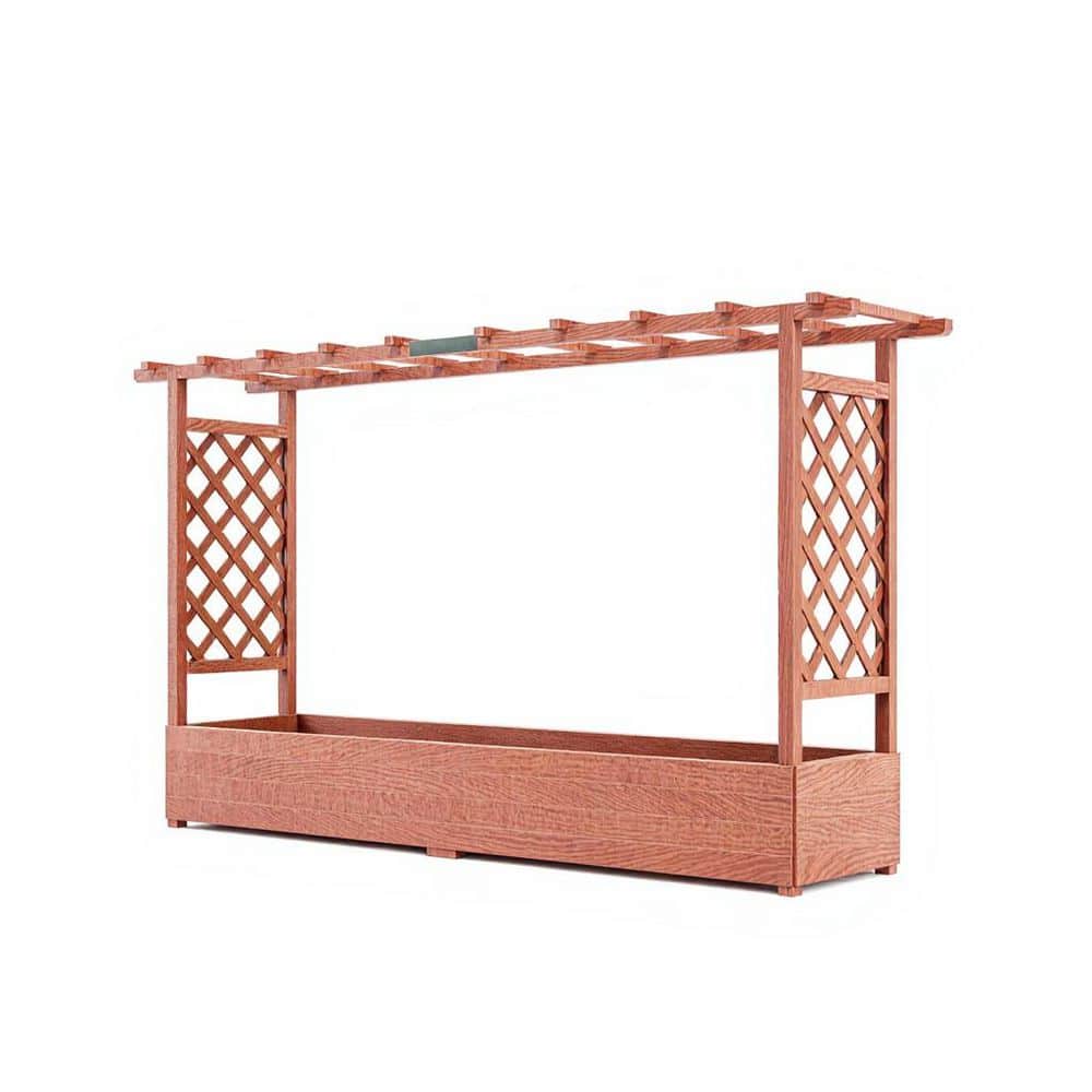 78.9 in. x 17.3 in. x 45 in. Wooden Raised Garden Bed with Trellis and Hanging Roof in Brown for Climbing Plants price history on PriceWatchPro