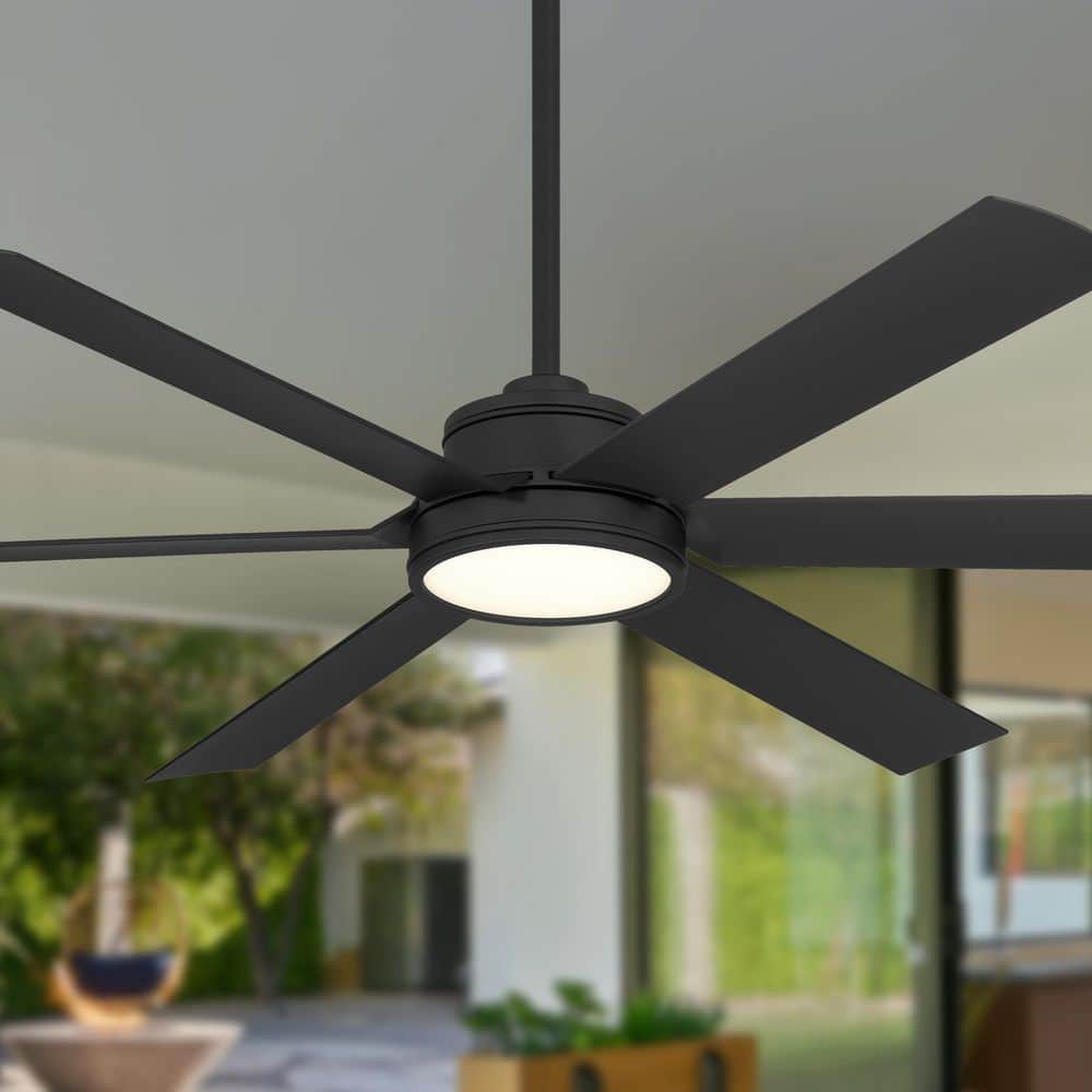 Cairo 65 in. Smart Indoor Outdoor Coal Black Low Profile Ceiling Fan with Integrated LED, Remote Control Included price history on PriceWatchPro