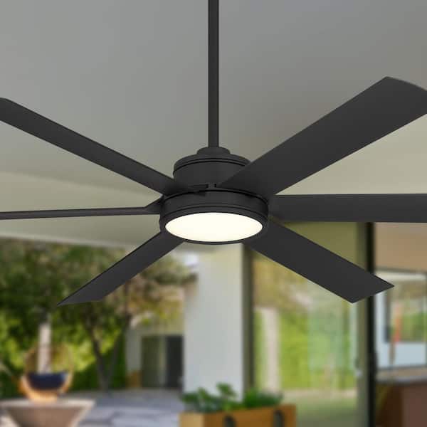 Cairo 65 in. Smart Indoor Outdoor Coal Black Low Profile Ceiling Fan with Integrated LED, Remote Control Included