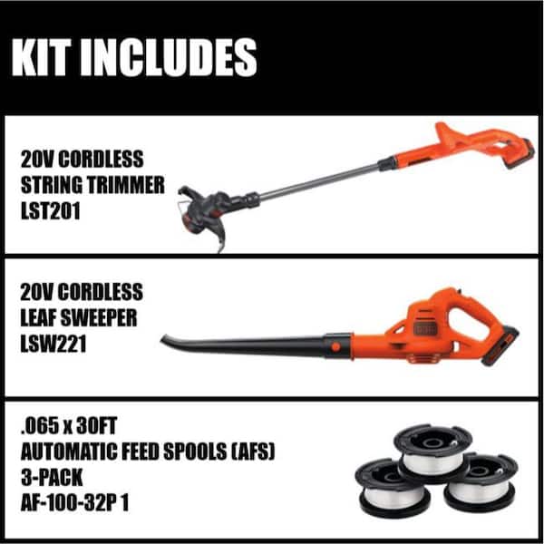 BLACK+DECKER 20V MAX Cordless Battery Powered String Trimmer and Leaf  Blower Combo Kit with 3 Spools & (2) 1.5 Ah Batteries & Charger LCC2223ZP -  The Home Depot