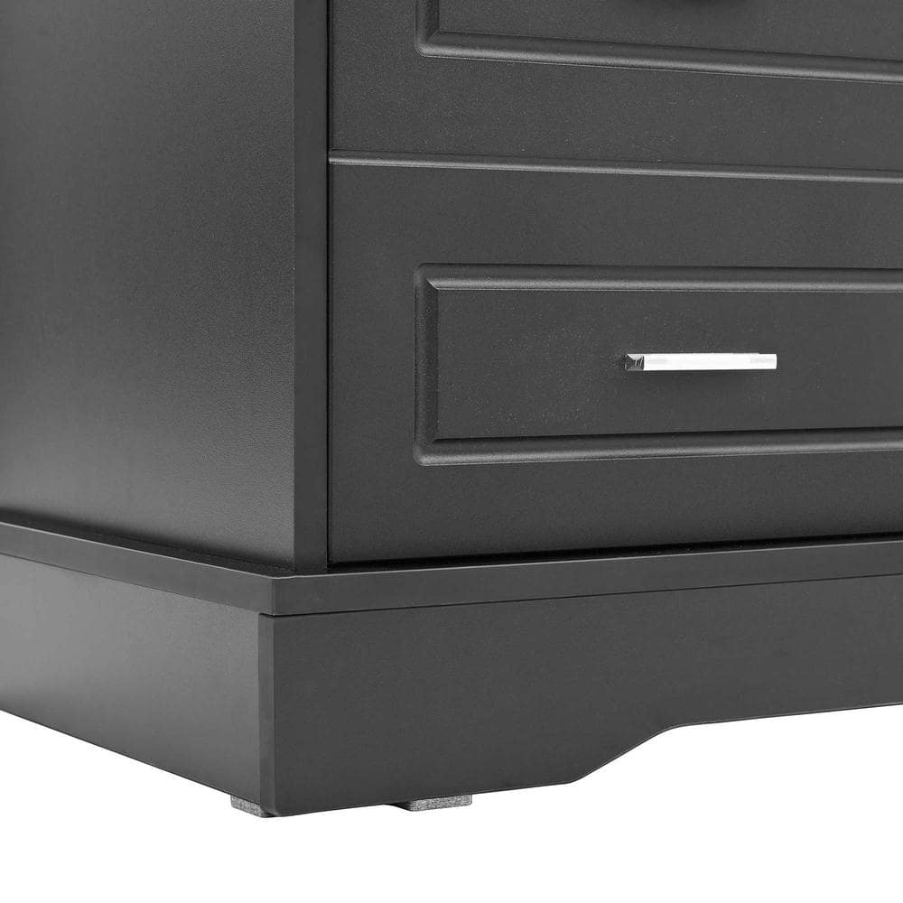 Black MDF Hall Tree with Storage and Hooks