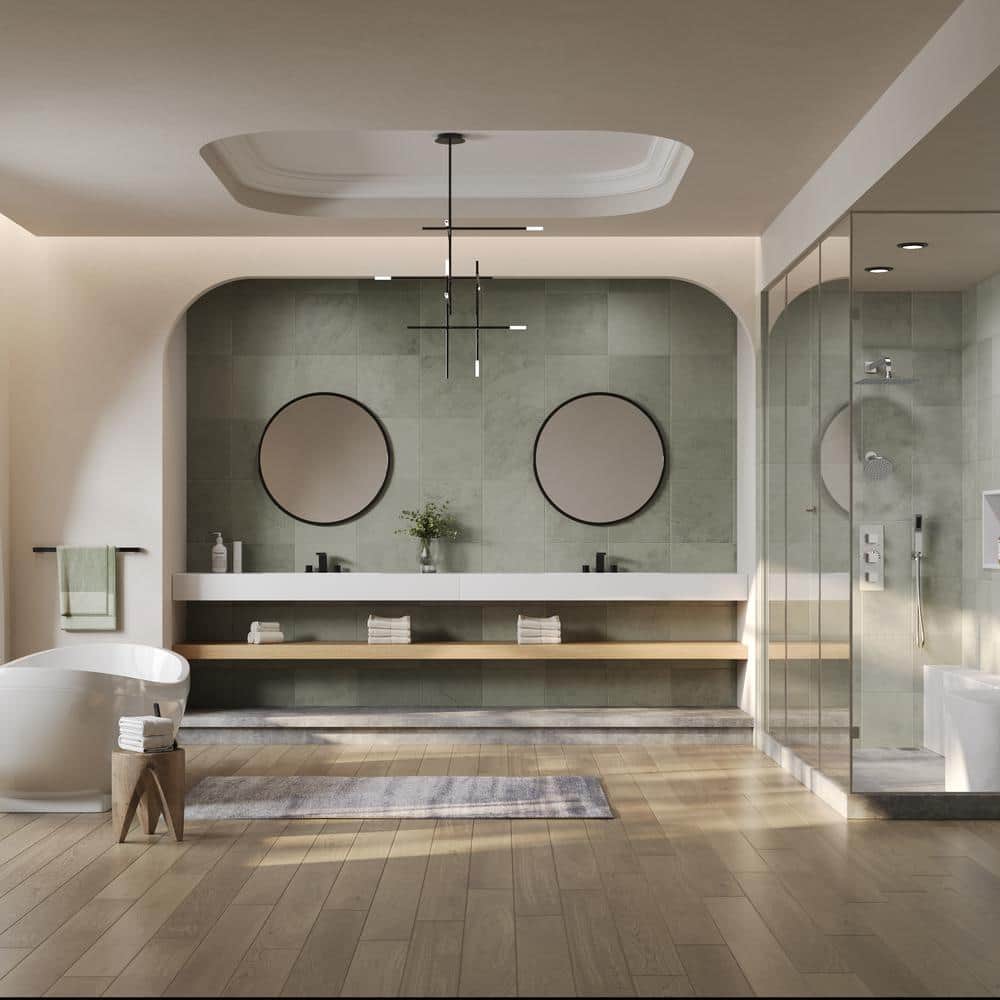 Brushed Nickel Dual Shower System with Handheld Spray and Thermostatic Valve