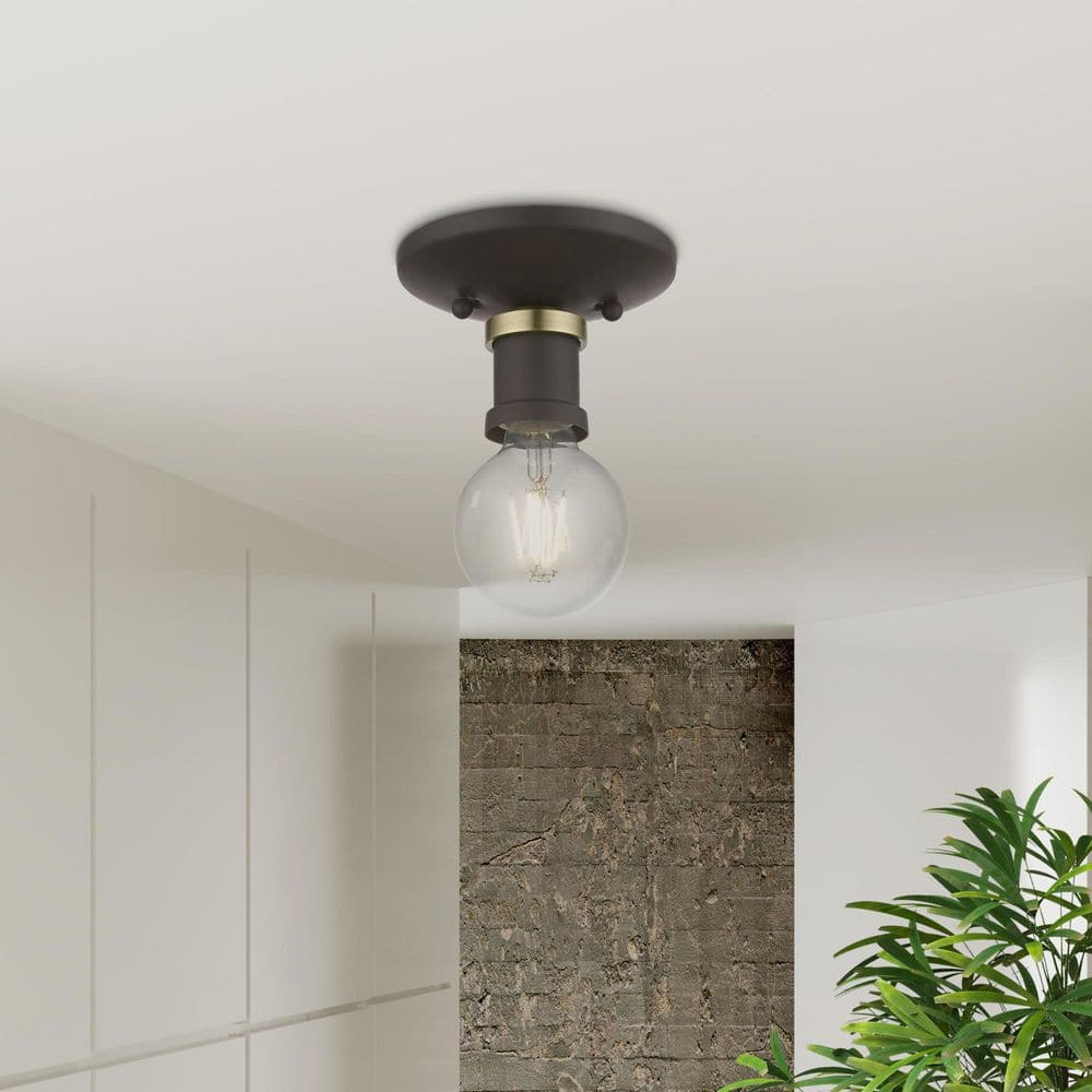 Lansdale Transitional 5" Flush Mount Light in Bronze/Antique Brass