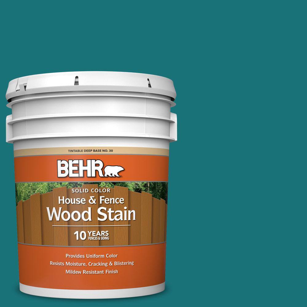 BEHR 5 gal. T153 Essential Teal Solid Color House and Fence Exterior Wood Stain 03005 The