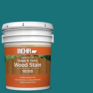 5 gal. #T15-3 Essential Teal Solid Color House and Fence Exterior Wood Stain