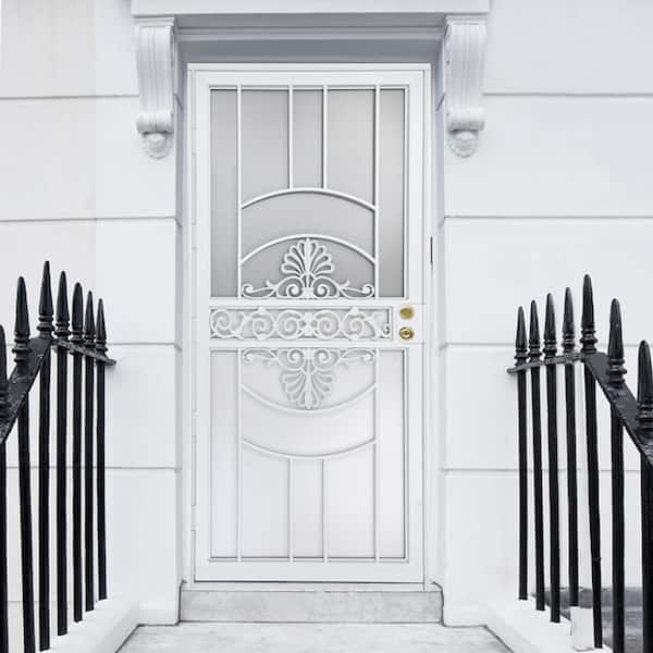Venus 32 in. x 80 in. Universal Reversible White Steel Security Storm Door