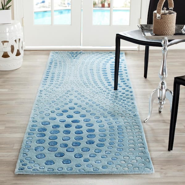 Soho Light Blue 3 ft. x 6 ft. Geometric Runner Rug
