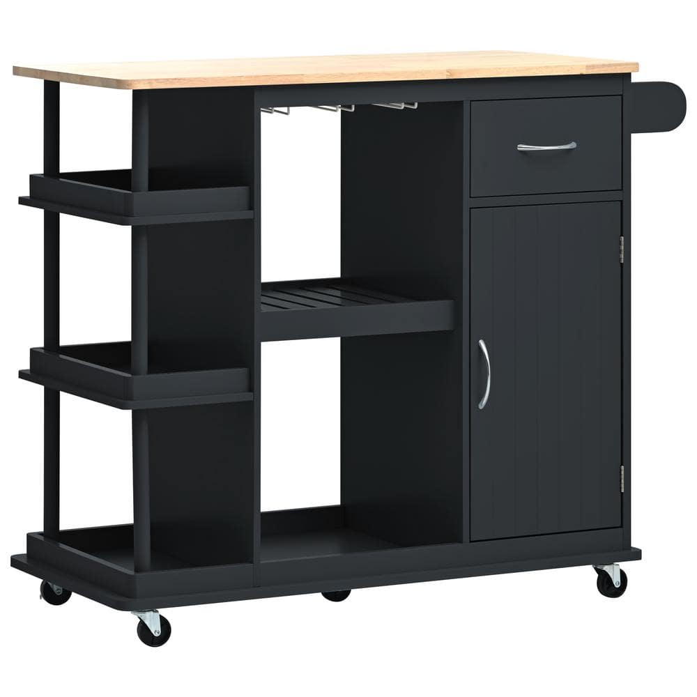 WarmieHomy Kitchen Cart with Side Storage Shelves, 5Wheels