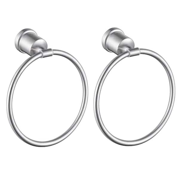 AVITAS Wall Mounted Stainless Steel Round Towel Ring Hand Towel Holder for Bathroom Kitchen in Brushed Nickel (2 Pack)