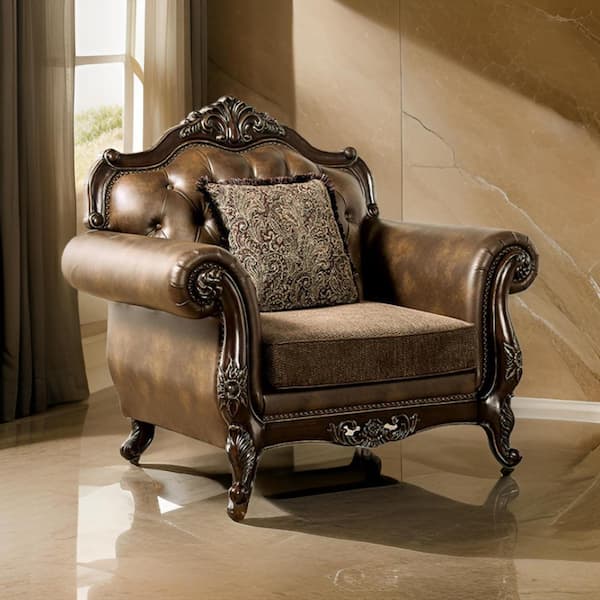 Benjara Sena Multicolour Fabric Side Chair with Rolled Arms
