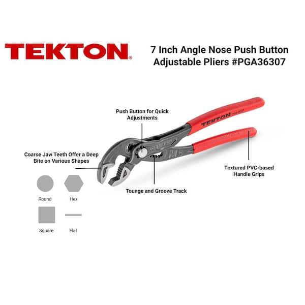7 in. Angle Nose Push Button Adjustable Tongue and Groove Pliers