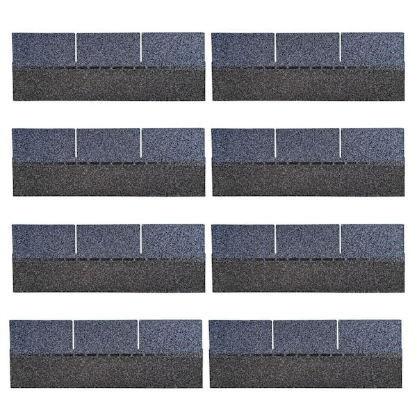 39.4 in. x 13.1 in. 3-Tab Shingles Asphalt Tile for Shed Garage Protection and Repair, Blue (8-Pack)