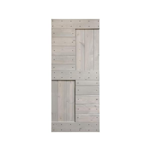 COAST SEQUOIA INC S Series 36 in. x 84 in. Light Gray Knotty Pine Wood Barn Door Slab