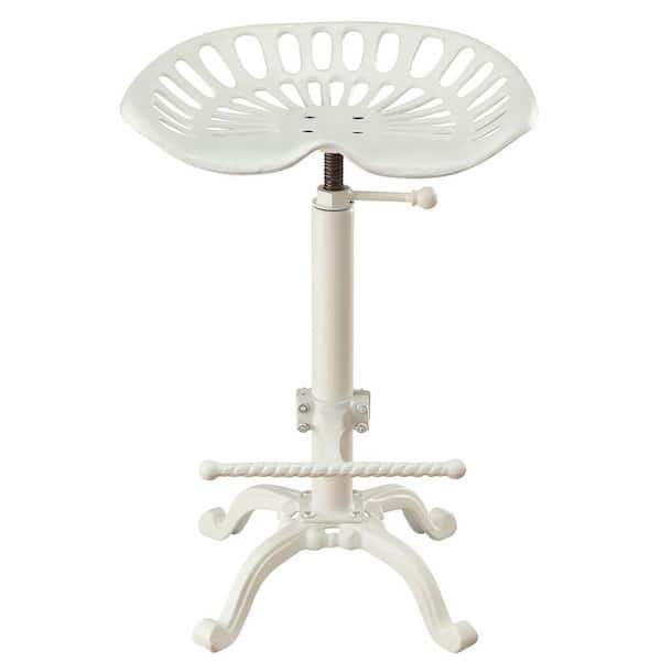 Carolina Chair & Table Tractor Seat Adjustable Height White Bar Stool