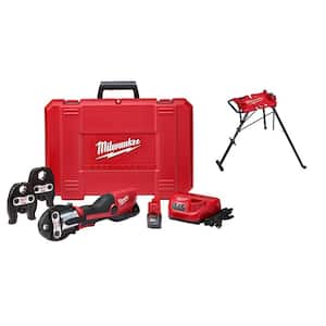 M12 12-Volt Lithium-Ion Force Logic Cordless Press Tool Kit with 6 in. Portable Tripod Chain Vise Stand (2-Piece)