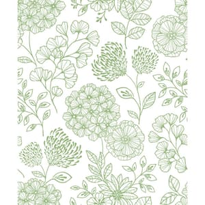 Ada Green Floral Strippable Non Woven Wallpaper