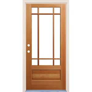 36 in. x 80 in. 1 Panel Right-Handed/Inswing 9 Lite Clear Glass Unfinished Fir Wood Prehung Front Door