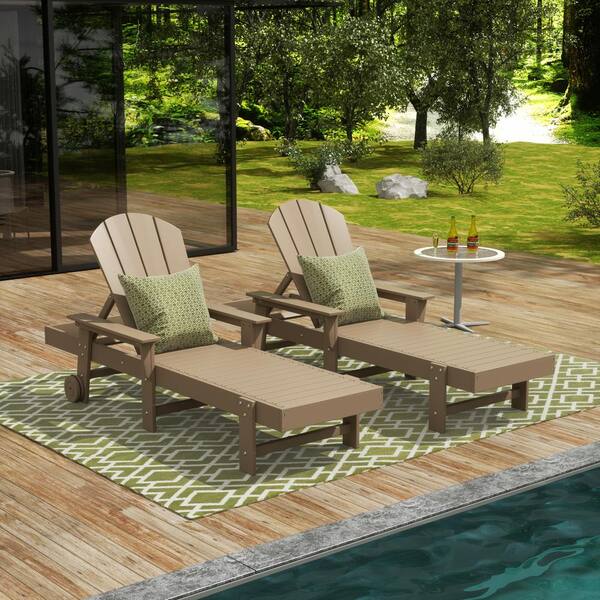 WESTIN OUTDOOR Laguna Weatherwood 2Piece Fade Resistant HDPE All Weather Portable Adirondack Adjustable Outdoor Chaise Lounge Armchairs