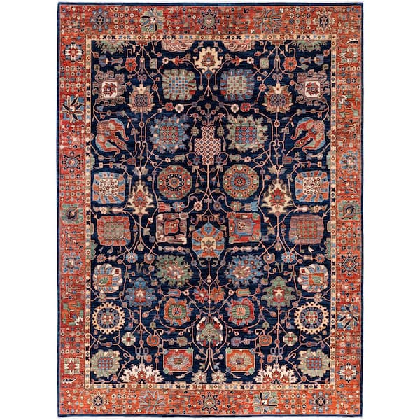 Serapi Blue 9 ft. x 12 ft. Tribal Wool Indoor Area Rug