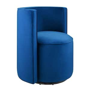 Della Performance Velvet Fabric Swivel Chair in Navy