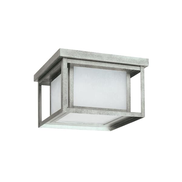 Hunnington Weathered Pewter 2-Light Outdoor Flush Mount