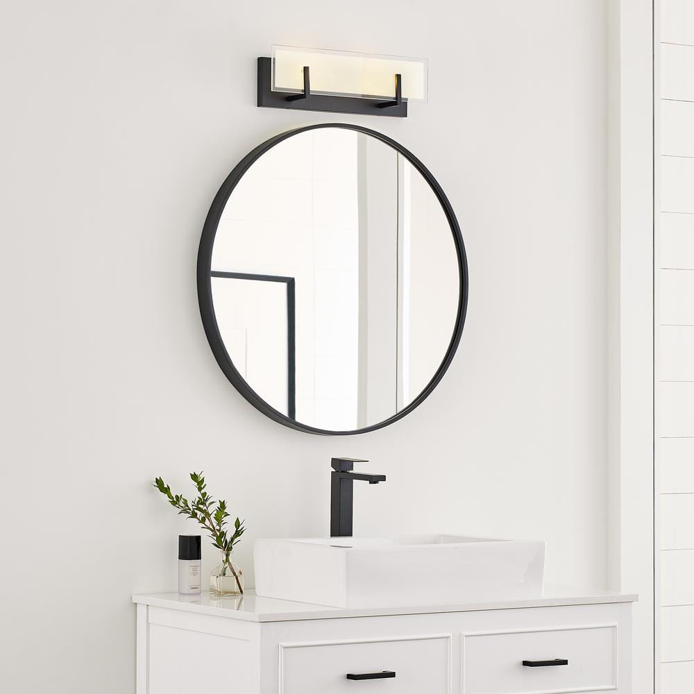 Midnight Black 2-Light Dimmable Vanity Light with Clear Glass