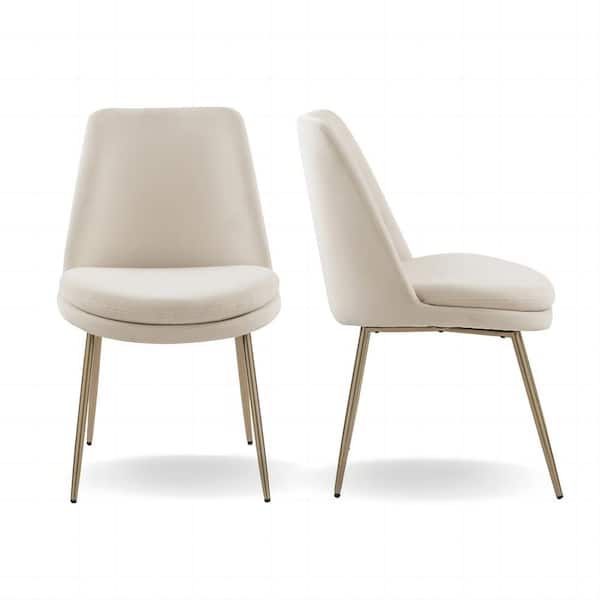 Homy Casa Stocker Beige Upholstered Dining Chair (Set of 2)