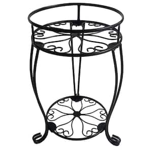 19.3 in. H Metal Plant Stand, 2-Tier Potted Plant Shelf for Indoor Outdoor, Wrought Iron Flower Pot Holder