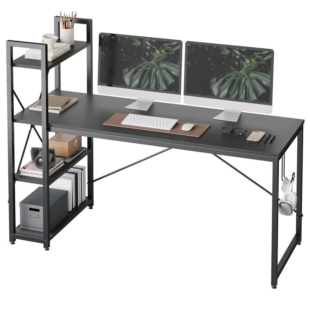 Bestier 63 in. Retro Grey Oak-Dark Computer Desk with Adjustable Storage  Shelves D226V-GRY - The Home Depot