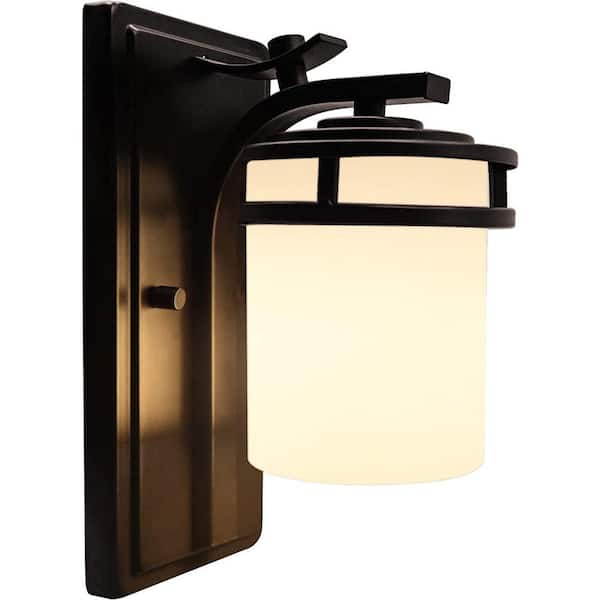 Lecoht 4 in. 1-Light Oil Rubbed Bronze Bathroom Vanity Light Wall Sconce with Frosted Opal Glass Shades