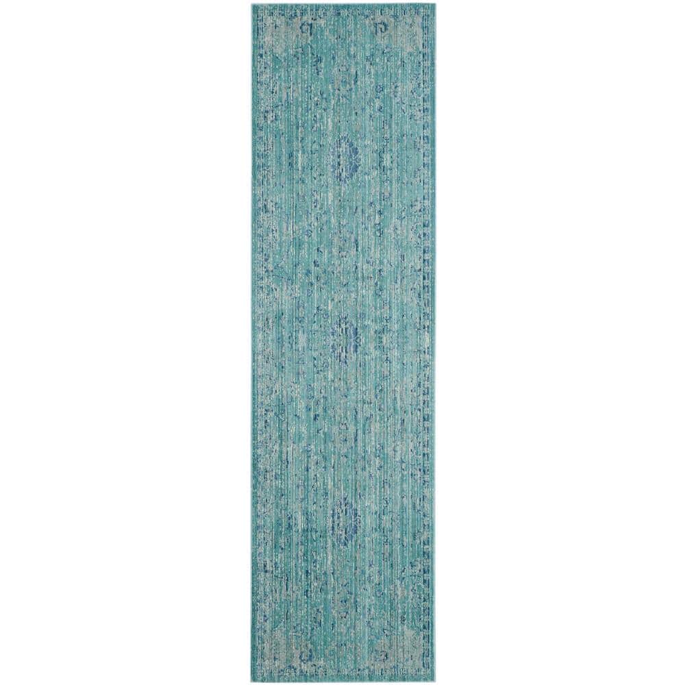 Safavieh Valencia Teal/Multi 2 ft. x 8 ft. Runner RugVAL103T28 The
