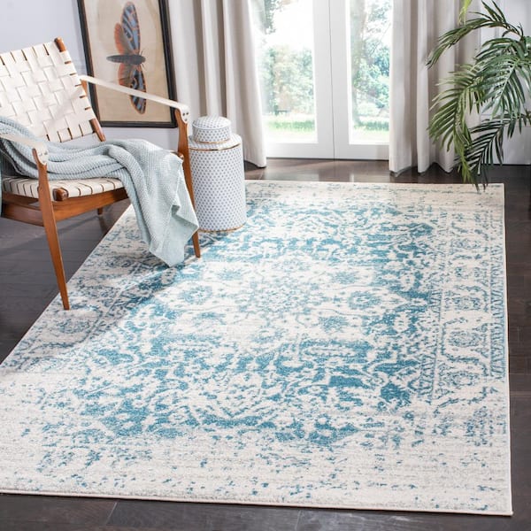 Madison Teal/Ivory Doormat 2 ft. x 4 ft. Geometric Area Rug