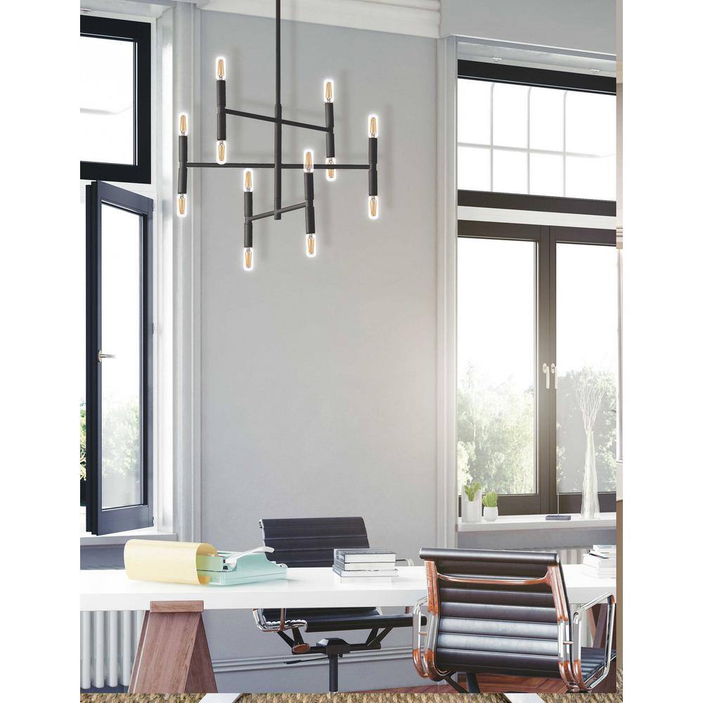 Mini Ava 12-Light Drum Chandelier in Matte Black