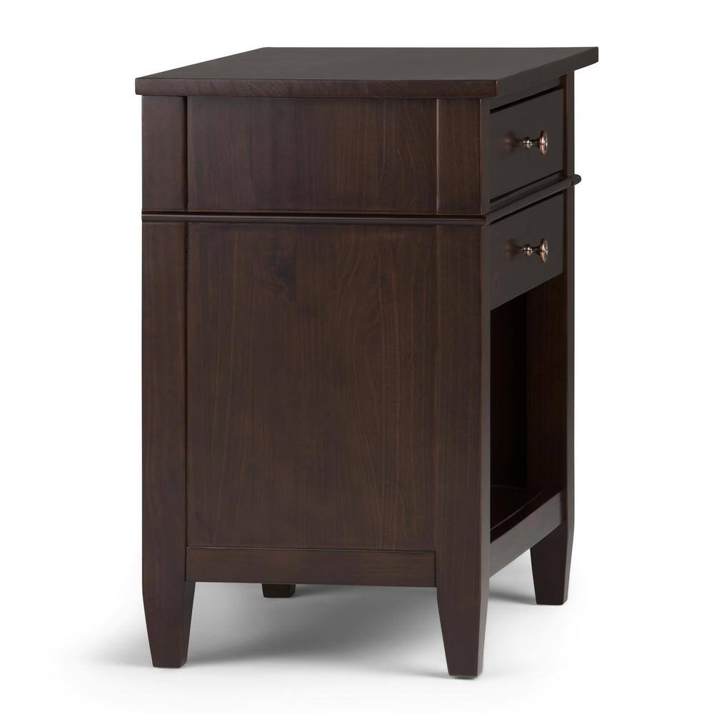 Carlton Transitional Dark Tobacco Brown Solid Wood Bedside Nightstand