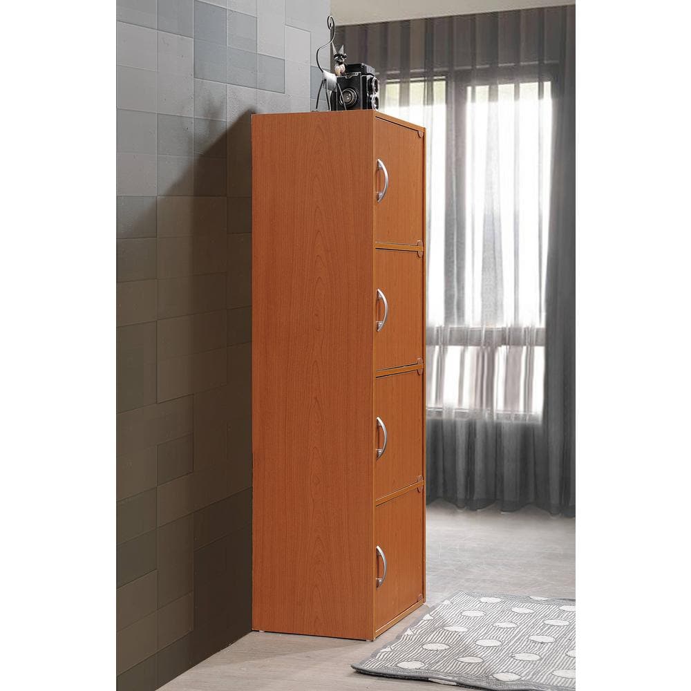 Cherry 47" Engineered Wood 4-Door Office Storage Cabinet