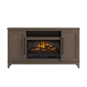 BLAINE 65 in. Freestanding Media Console Wooden Electric Fireplace in Light Brown Birch