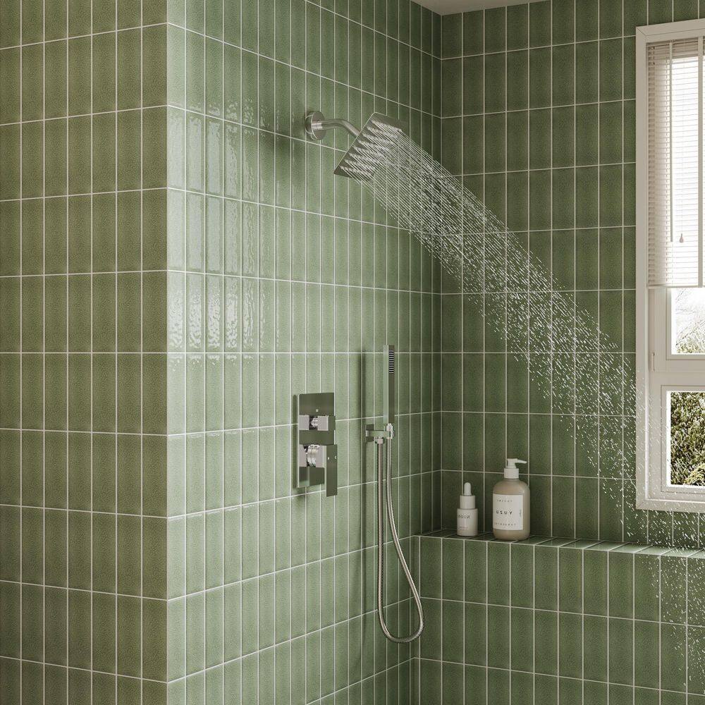 Brushed Nickel Wall Mounted Rain Shower Faucet Set with Handheld