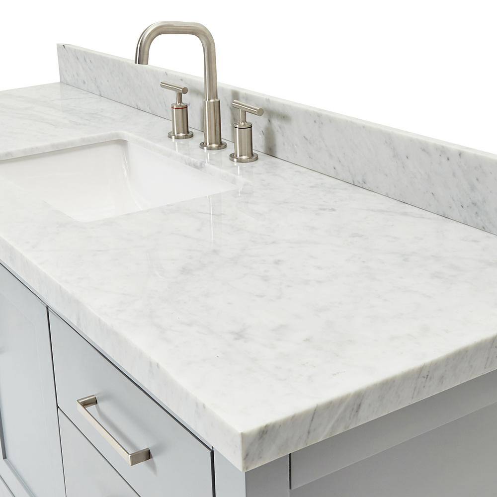 Magnolia 61" Gray Freestanding Double Basin Vanity with Carrara White Top