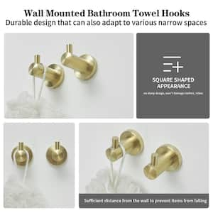 5-Piece Bath Hardware Set with Towel Bar Towel Ring Towel Hook Toilet Paper Holder in Brushed Gold