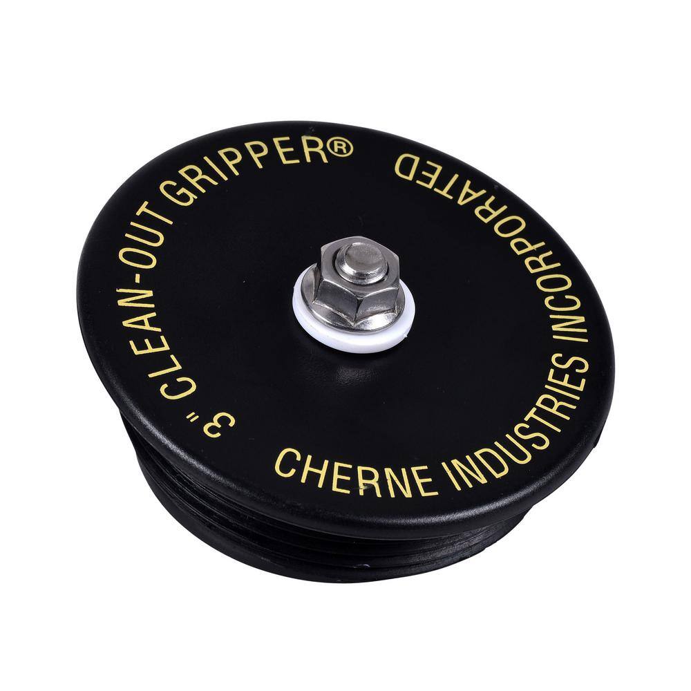 Black Rubber Clean-Out Gripper Plug with Stainless Steel Hardware