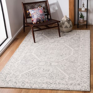 Micro-Loop Charcoal/Ivory 7 ft. x 7 ft. Geometric Oriental Square Area Rug